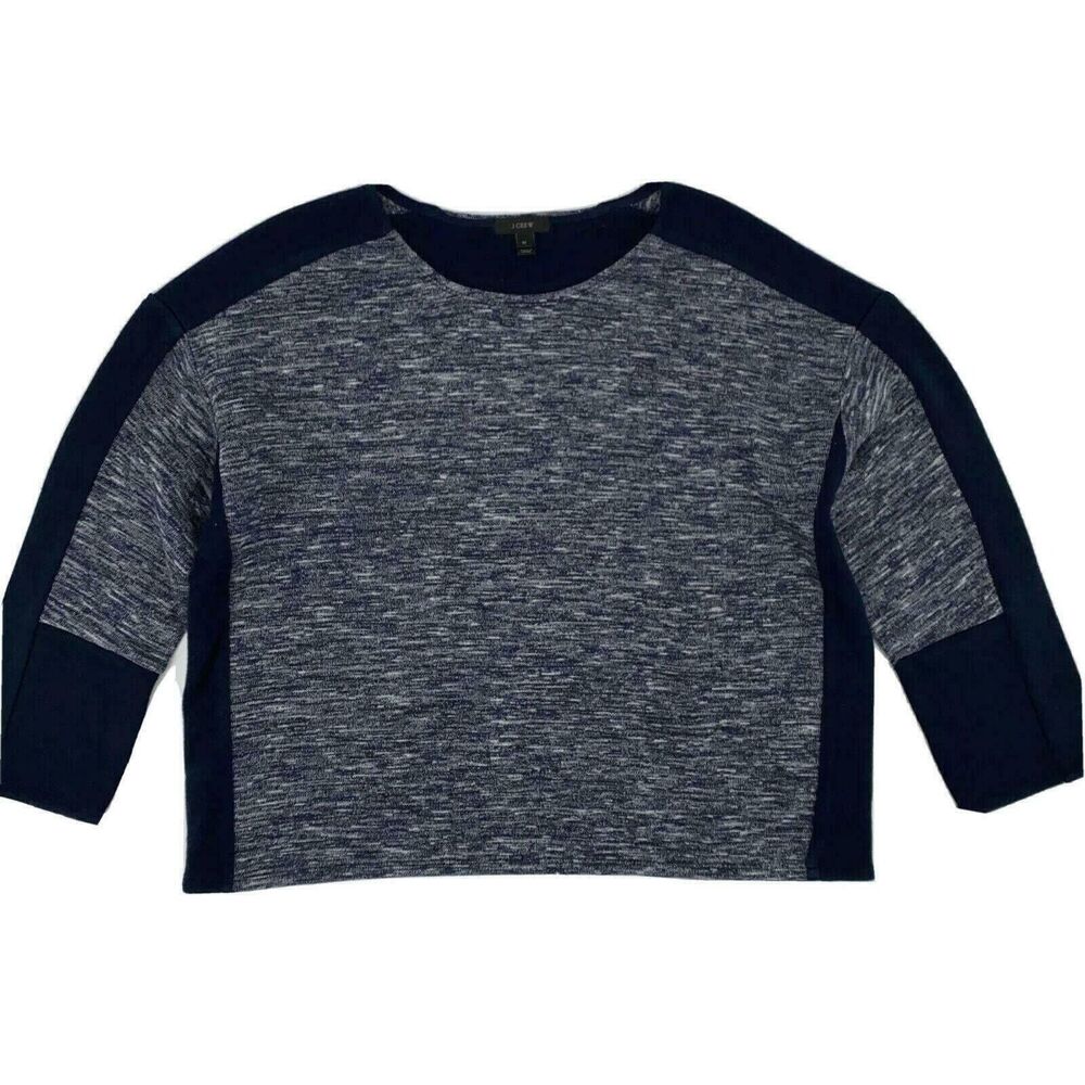 J. Crew Jasper Color Block Blue Wool Blend Oversize Top Womens Size Medium